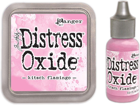 Tim Holtz Distress Kitsch Flamingo February 2021 Release, Distress Oxide Ink Pad and Oxide Reinker, Distress Ink Pad and Distress Reinker, Bundle ...