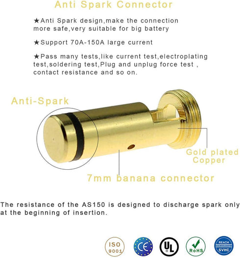 SoloGood 6pairs Amass AS150 Male Female Anti Spark Connector Gold Plated Banana Plug Set for Battery ESC and Charge Lead...