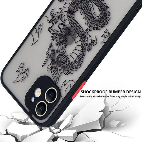 Compatible with iPhone 12 Case Fashion Cool Dragon Animal 3D Pattern Design Frosted PC Back Soft TPU Bumper Shockproof Protective Case Cover for i...