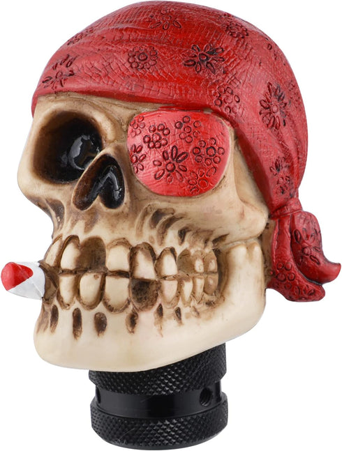 Skull Gear Shift Knob One-Eyed Pirate Racing Lever Stick Shifter Handle fit Most Manual Automatic Trucks SUV Cars, Red...