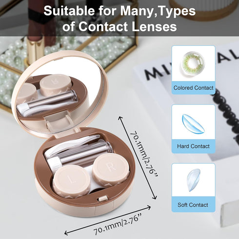 FEISEDY Contact Lens Case, Fashion Portable Contacts Lens Box with Mirror Tweezers Remover Tool Solution Bottle for Travel B0072...
