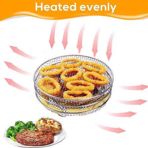 Air Fryer Racks Three Stackable Dehydrator Racks 304 Stainless Steel Air Fryer Basket Toast Rack Air Fryer Accessories Fit All 4.2-5.8QT Air Fryer...