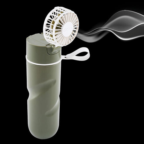 O2COOL Breezy Sip Water Bottle With Removeable Handheld Battery Powered Fan (Olive)...