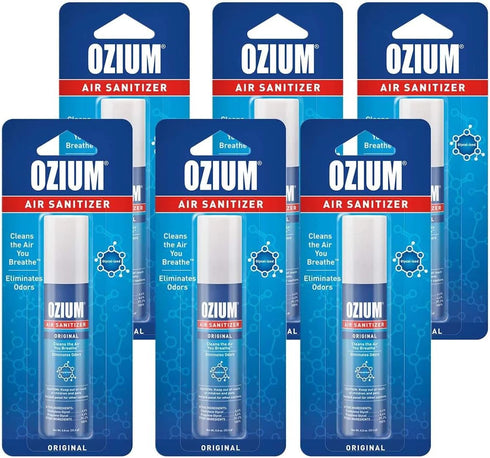 Ozium 0.8 oz. Air Sanitizer & Odor Eliminator for Homes, Cars, Offices and More, Original Scent, Pack of 6...