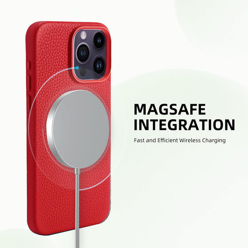 Genuine Leather Case for iPhone 15 Pro Max(2023) with MagSafe Function, Top Litchi Grain Leather Magnetic Phone Proctective Case for (iPhone 15 Pr...