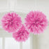 Amscan Fluffy Paper Decorations, 16", 3 Pcs, Bright Pink...