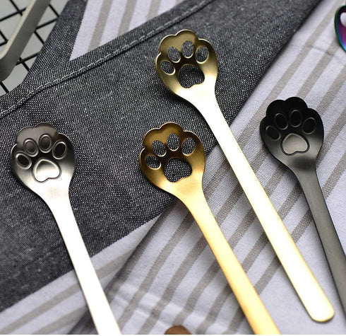8-Pack Cat Paw Stainless Steel Teaspoons, Coffee, Cake, Ice Cream Spoon Set, 5.9 inch...