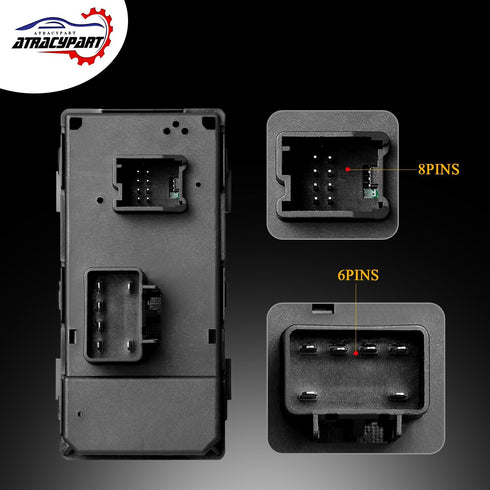 Driver Side Master Power Window Control Switch with RED Light for | 2007-2016 GMC Acadia | Replaces Part# 20945224...
