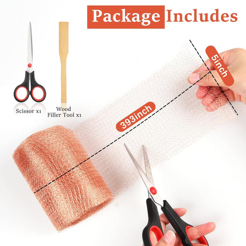 Copper Mesh Rodent Control, 5 in x 35 ft Proof Wire Screen Roll for Mice Rat Rodent, Bat & Snail, DIY Blocker Weep Hole Filler & Wool Mouse Trap...