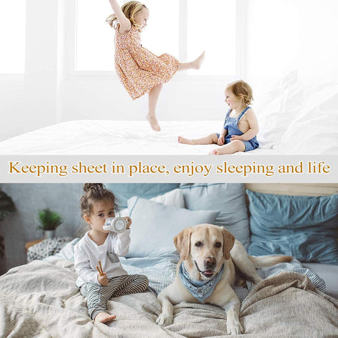 ACEDÉCOR Sheet Straps, Fitted Sheet Clips Under Mattress Keeping Sheets in Place, Bed Sheet Holders Straps for Twin, Full, Queen, King(Light Grey)...