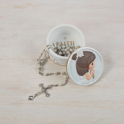 Precious Moments Rosary Box for Girls – Faith is The Light That Guides You – First Communion Gift with Pearl-Look Rosary – 202428...