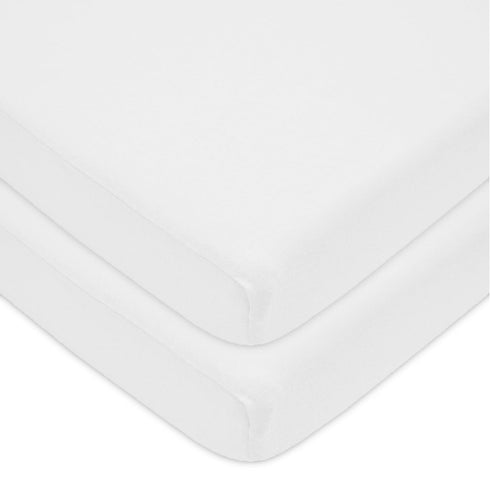 American Baby Company 2 Pack 100% Natural Cotton Fitted Pack and Play Sheets 39" x 27" - Soft & Breathable Pack N Play Sheets for Playard & Mini C...