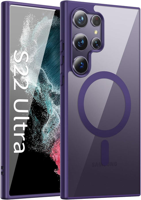 for Samsung Galaxy S22 Ultra Case?Only?.Magnetic Cover for S22 Ultra?Soft Frosted Frame&Hard Clear Back,Shockproof Drop Protection.Compatible with...