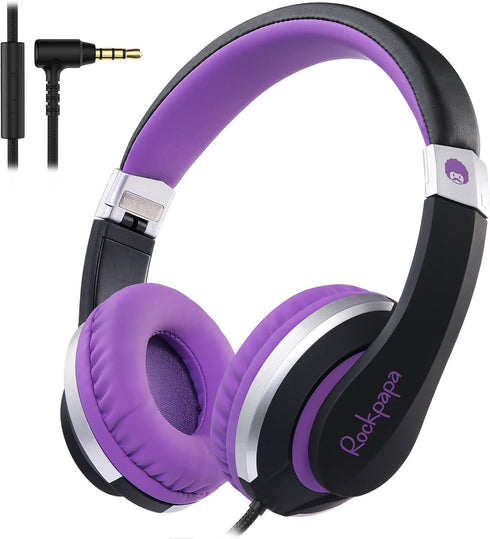 rockpapa HS20 Wired Kids Headphones for School, Foldable Lightweight Boy Girl Headphones with Microphone & 3.5mm Jack for 3-15 Year Old for Airpla...