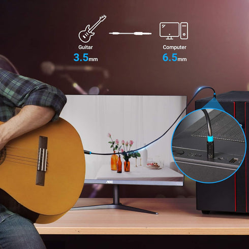 VENTION 3.5mm to 6.35mm Cable, 6.35mm 1/4" to 3.5mm 1/8" Adapter Male to Male TRS Stereo Audio Aux Jack Cable Gold Plated Compatible with Laptop, ...