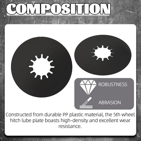 TonGass (2 Pack, Black) 5th Wheel Hitch Lube Plate 10in RV Camper Trailer Fifth Wheel Plate Wheel Accessories for 5th Wheel Trailer Safety Kit...