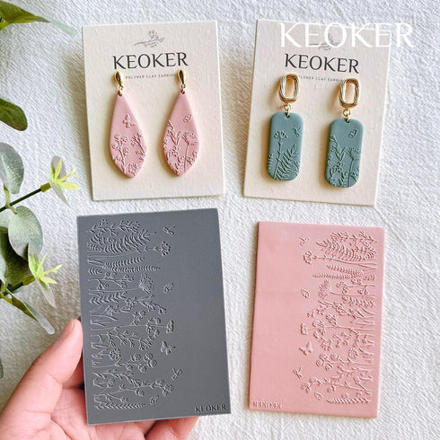 KEOKER Polymer Clay Texture Sheets, Clay Texture Mat for Making Earrings Jewerly, Polymer Clay Earrings Tools (A+B+C)...