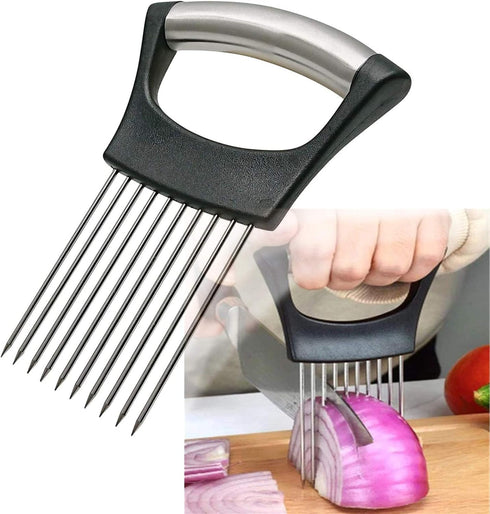 Stainless Steel Onion Holder for Slicing,Onion Slicer Holder,Onion Cutter for Slicing of Onions,Tomatoes,Avocados,Eggs and Other Vegetables,KItche...