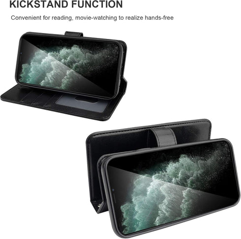 Bocasal for iPhone 11 Pro Wallet Case with Card Holder PU Leather Magnetic Detachable Kickstand Shockproof Wrist Strap Removable Flip Cover for iP...