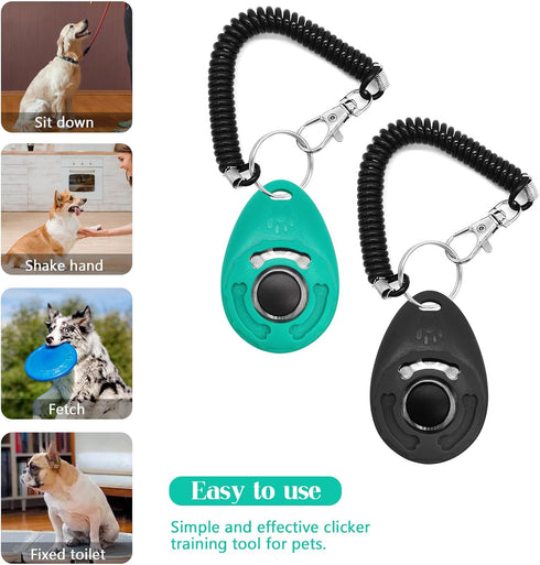 2pcs Dog Training Clickers with Wrist Strap and Clasp, Lightweight Durable Pet Trainer Clear Sound Pup Training Clicker for Dog Puppy Cat, Gift fo...