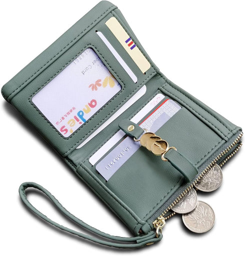 Wallets for Women Small Rfid Bifold Ladies Wallets Wristlet Change Purse for Card Coin with Wrist Strap...