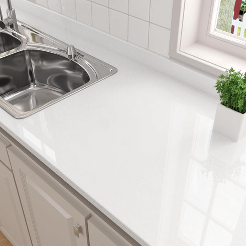 White Countertop Contact Paper Peel and Stick Wallpaper Self Adhesive Shiny Glitter White Removable Wallpaper 15.7"X78.8" White Contact Paper for ...