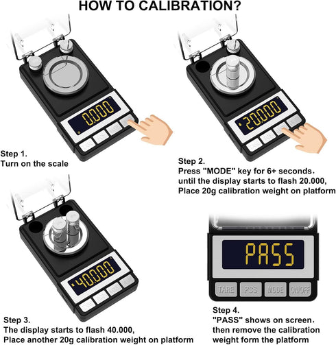 WEIGHTMAN Milligram Scale 50g / 0.001g, Reloading Scale with 2X 20g Calibration Weight, High Precision Jewelry Scale with Large LCD Display, MG Sc...