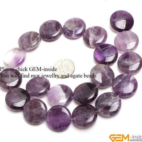 GEM-Inside Natural Coin 20mm Amethyst Agate Gemstone Crystal Energy Stone Loose Beads for Jewelry Making Jewelry Beading Supplies for Women...