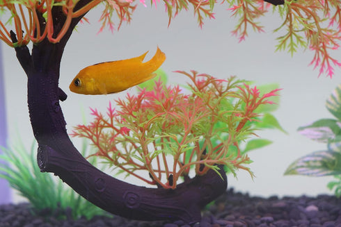AQUA KT Aquarium Landscape Curved Tree Magenta Plant Plastic for Betta Clownfish Cichlid Guppy Glofish Tank Decoration...