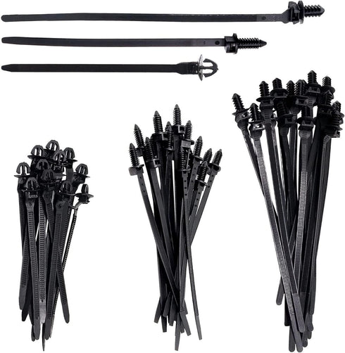 Push Mount Wire Ties, Snap in Zip Tie Automotive Clips Nylon Wire Harness Clips 3 Sizes of Cable Ties for Engine Bay Zip Tie Kit 150pcs...