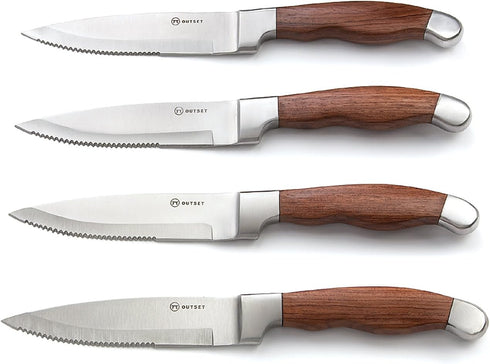 Outset QJ91 Jackson Steakhouse Knife Set, Stainless Steel, 4-Piece...