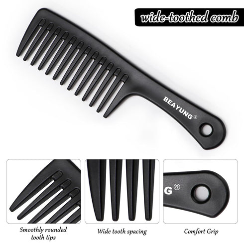 2PCS Large Wide Tooth Comb, Shower Combs, Hair comb for wet curly hair, Durable Hair Brush for Best Styling and Professional Hair Care(2Black)...