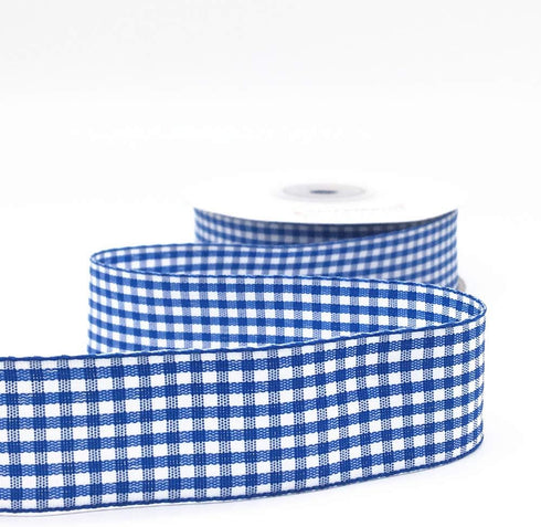 VIVIQUEN Blue Gingham Ribbon Checkered Ribbon 1-Inch 25 Yard Each Roll 100% Polyester Woven Edge (Blue)...