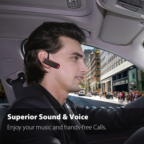 Bluetooth Headset, Hands-Free Wireless Earpiece w/ 18 Hours Playtime and Noise Cancelling Mic for iPhone Samsung Android Cellphone Truck Driver - ...