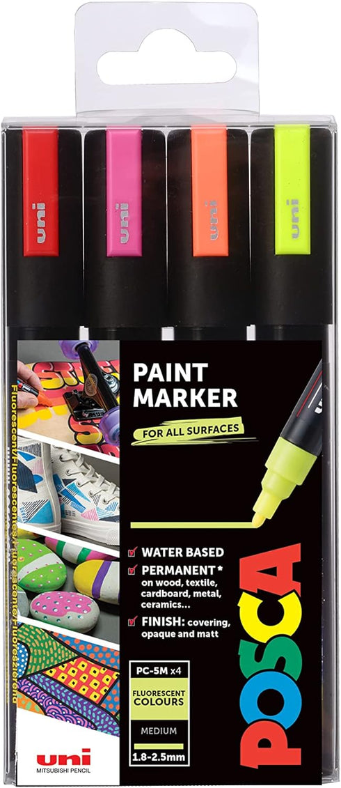 POSCA 153544858 2.5 mm Bullet Tip Waterbased Paint Marker - Assorted Colours (Pack of 4)...