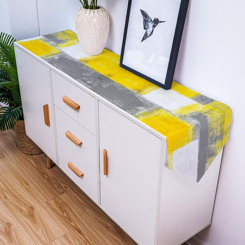 Yellow and Gray Table Runner Farmhouse Style Burlap Table Runner Abstract Modern Art Painting Table Runners for Family Kitchen Dinning Table Decor...