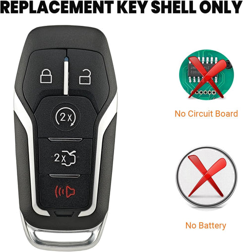 Key Fob Case Shell Fit for Ford Explorer Edge Mustange Fusion 5 Buttons Replacement Keyless Entry Remote Smart Key Fob Cover Casing with Button Pa...