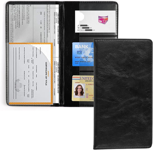 UYYE Auto Car Registration and Insurance Holder - PU Leather Vehicle Glove Box Organizer Wallet, Interior Accessories Case Holder for Essential Au...