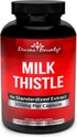 Divine Bounty Pure Milk Thistle Capsules Supplement - A Potent 1200mg Milk Thistle Supplement with 4X Concentrated Extract (Standardized) 120 Vege...