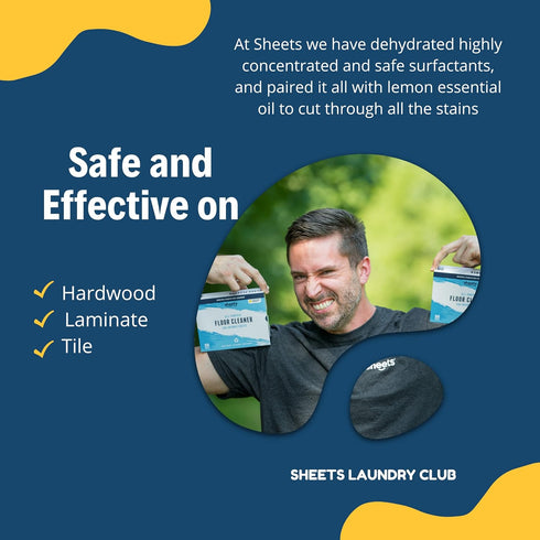 Sheets Laundry Club Liquidless Dissolvable Floor Cleaning Sheets (Lemon) Our Floor Sheets Use Plant-Based Cleaning Agents With biodegradable ingre...