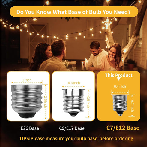 ST38 LED String Light Bulbs, 1.5 Inches Shatterproof LED Replacement Bulbs for Outdoor String Lights, 1Watt Equvanlent to 7Watt Incandescant Bulbs...