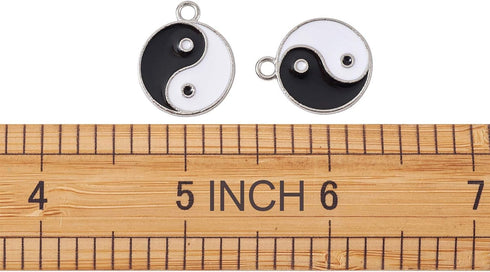 KISSITTY 20pcs Yin Yang Enamel Charm 21x18mm Double Sided Enamel Yoga Meditation Dangle Charm Pendants for Earrings Necklace Bracelet Jewelry Maki...