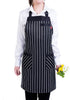 Aprons for Women and Men, Kitchen Chef Apron with 3 Pockets and 40" Long Ties, Adjustable Bib Apron for Cooking, Serving - 32" x 28" - Black/White...