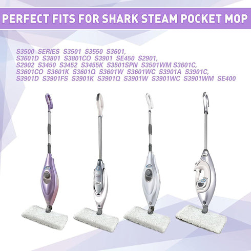 Tidy Monster 2 Pack Microfiber Steam Mop Replacement Pads for Shark Steam Pocket Mops S3500 Series S3501 S3601 S3550 S3901 S3801 SE450 S3801CO S36...