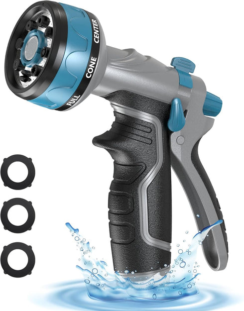 Upgrade Garden Hose Nozzle Sprayer with Water Volume Control Valve, High Pressure Water Gun, 8 Adjustable Watering Patterns Suitable for Watering ...
