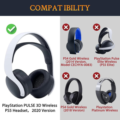 SOULWIT Earpads Cushions Replacement for Sony Playstation 5 Pulse PS5 3D Wireless Headset, Ear Pads Cushions with Noise Isolation Foam (PS5 CG Bla...