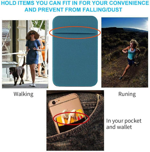 3Pack Cell Phone Card Holder for Back of Phone,Stretchy Stick on Wallet Pocket Credit Card ID Case Pouch Sleeve Self Adhesive Sticker for iPhone S...