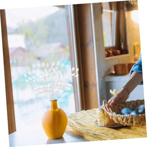 Artificial Bouquet Stems with Acrylic Bead Drops Flower Sticks Wedding Craft Decoration 50pcs...