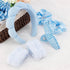 6PCS Spa Headband and Wristband Set - Makeup Headband, Wristbands, Hair Claw Clips, Blue Scrunchies for Women Skincare Non Slip Thick Hair Accesso...