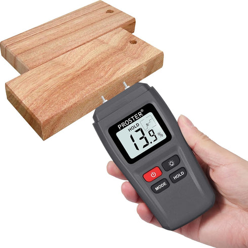 Proster Digital Moisture Meter for Wood with Backlight LCD Damp Tester Dampness Meter for Wood & Battery, Building Materials, and Replacement Elec...